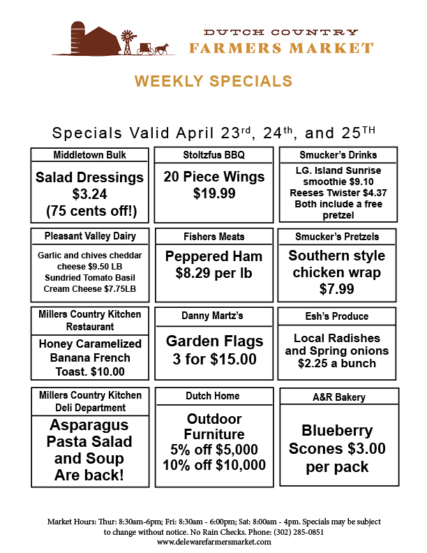 Weekly Specials Dutch Country Apr 23 24 25